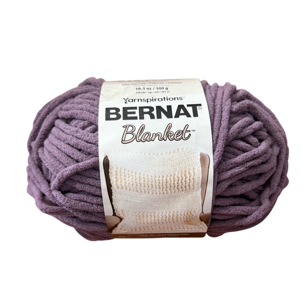 Bernat‎ Blanket Yarn Shadow Purple Super Bulky 6 Chenille 8.2oz Partial Skein